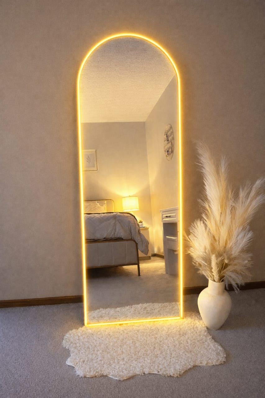 Craftx Luxe Arched Glow Mirror – Premium LED Statement Mirror (Warm Ambient Lighting)