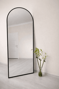 Craftx Furniture™ — 6×2 ft Black Luxe Arched Floor Mirror with Ambient Glow