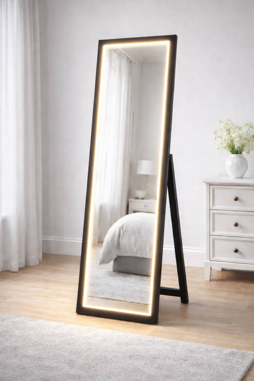 Craftx LED Full-Length Mirror – 6ft x 2ft | Black Frame with Built-in Light