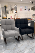 Craftx™ Rocking Accent Chair – Solid Wood Base | Premium Fabric Upholstery | Modern Comfort