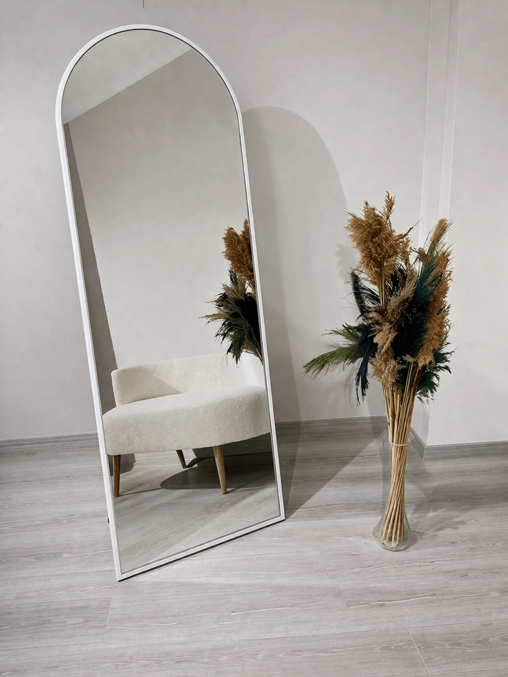 Craftx™ Aura Arch Mirror – 6×2 ft LED Edition (White Frame)