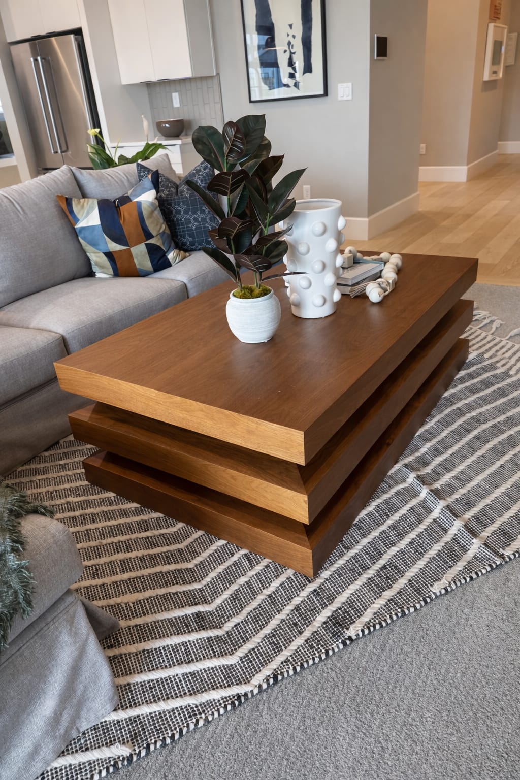 Craftx™ Solid Wood Coffee Table – 4×2 ft | Modern Layered Design | Premium Finish