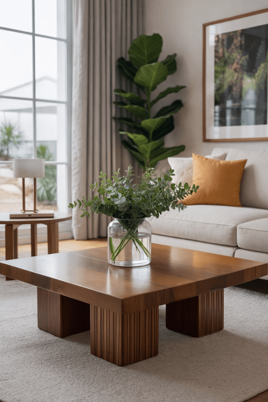 Craftx™ Solid Sheesham Wood Coffee Table – 3×3 ft | 20” Height | Modern Low Profile Design