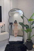 Craftx Furniture™ AuraWave LED Full-Length Mirror | Irregular Designer Floor Mirror with Warm Ambient Glow