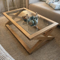 Craftx™ Sheesham Wood Coffee Table – Glass Top | Matte Finish | 4×2 ft | 20” Height