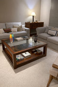 Craftx™ Solid Sheesham Wood Coffee Table – 3×3 ft | Premium Matte Finish