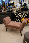 Luxury Blush Pink Accent Bench – Modern Studded Upholstered Seating