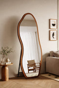 Craftx Organic Wave Floor Mirror – Solid Wood Frame | 6 × 2.3 ft Luxury Full-Length Mirror