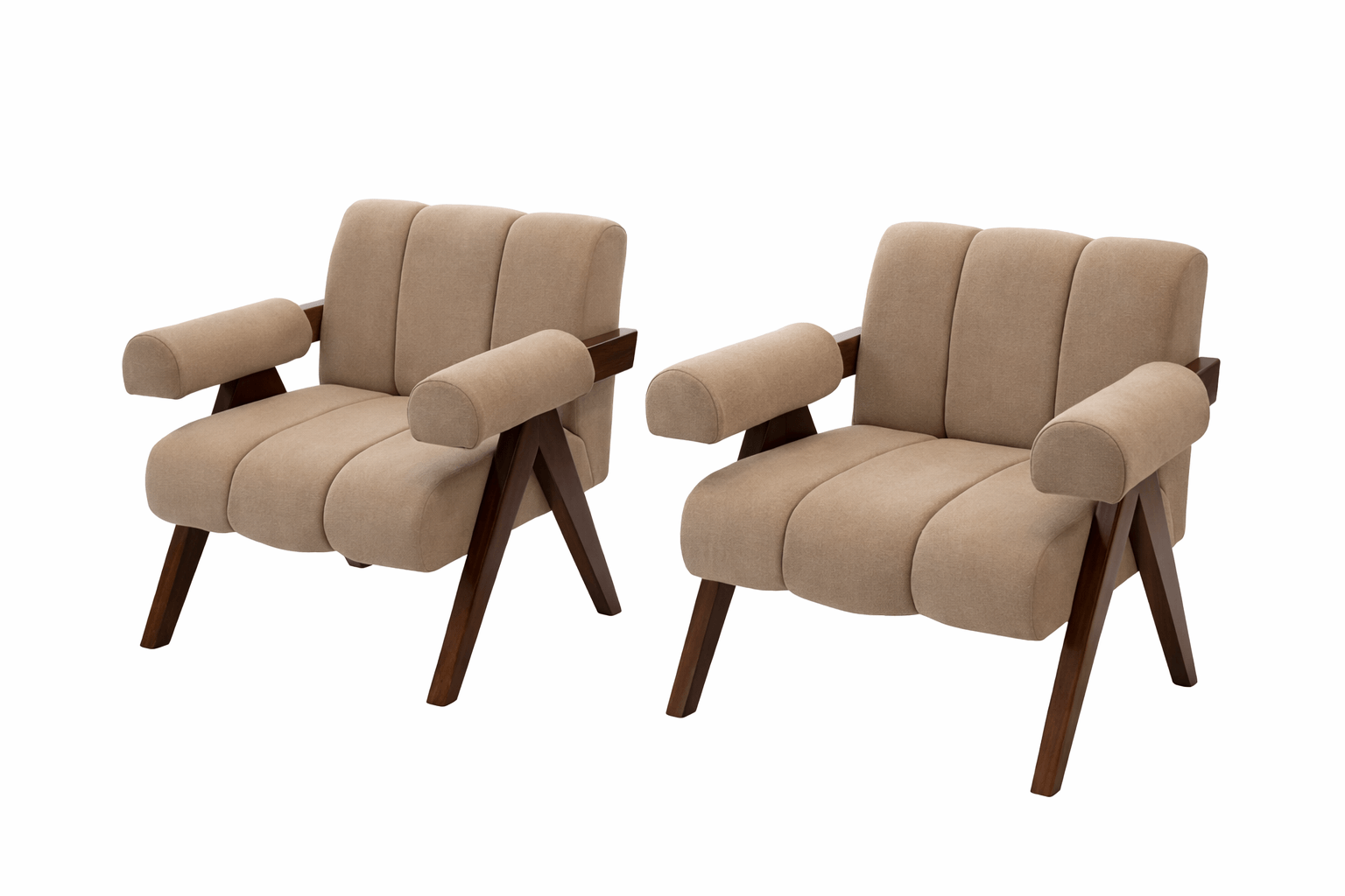 Craftx™ Sheesham Wood Accent Chairs (Pair) – Towel Fabric Upholstery | Modern Luxury Seating