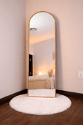 Craftx Furniture™ ArchGlow 6×2 Ft Full-Length Mirror | Wooden Frame Arched Floor Mirror (With LED & Without LED Options)